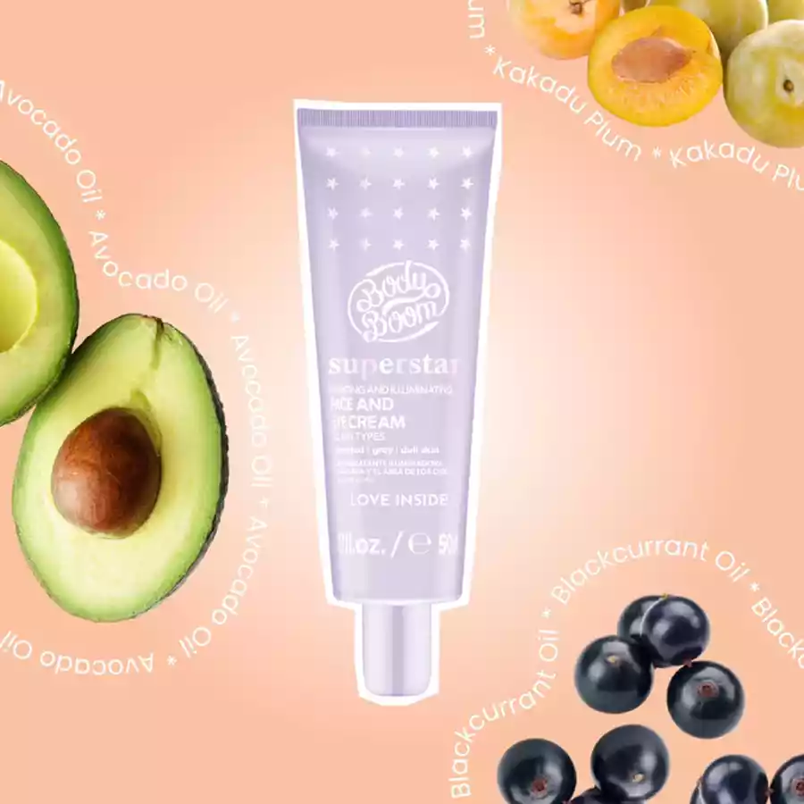 imagen crema facial y contorno de ojos superstar bodyboom creativa frutas