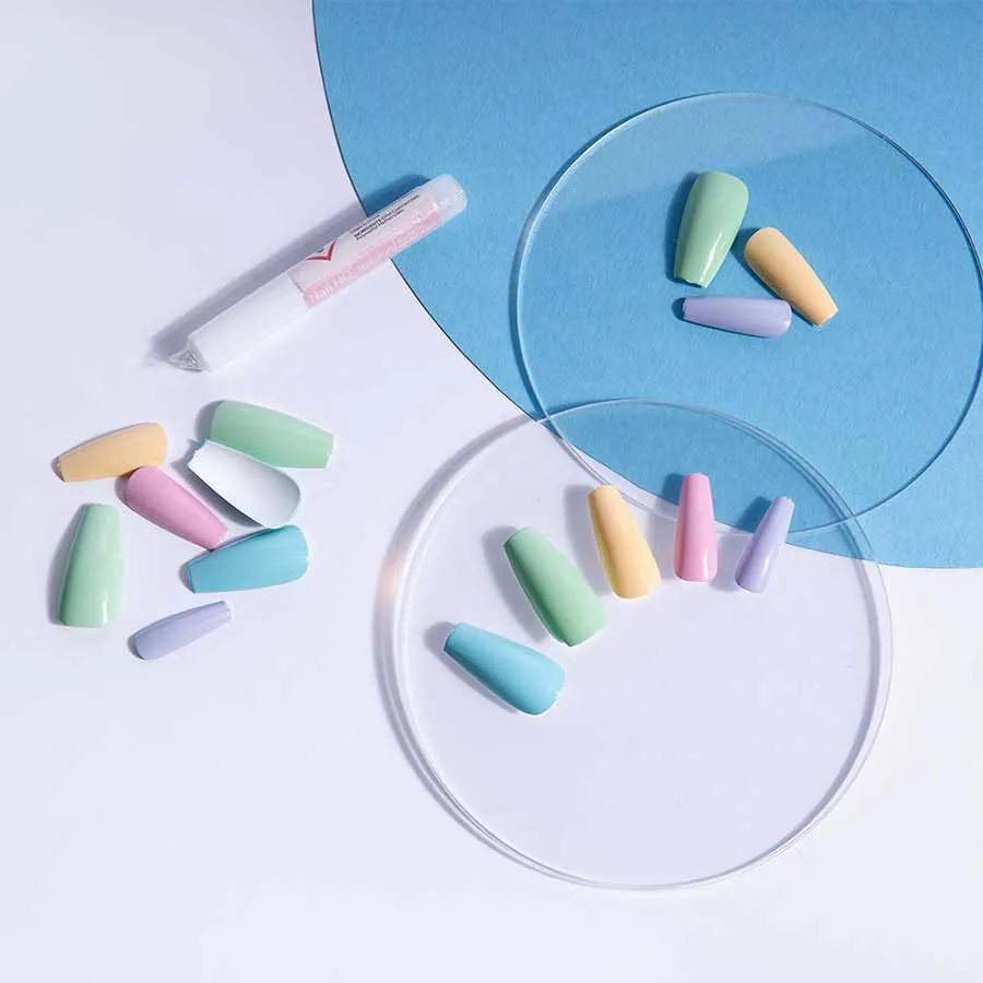 foto uñas postizas nail hq coffin pastel 1